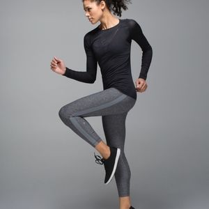 Lululemon Light Speed Tight Heathered Gray Sz 10